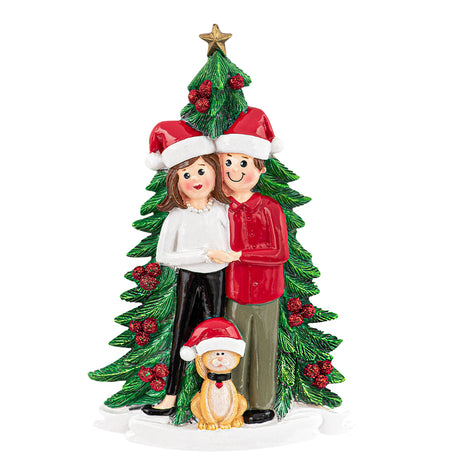 Personalized Couple with Cat Christmas Ornament
