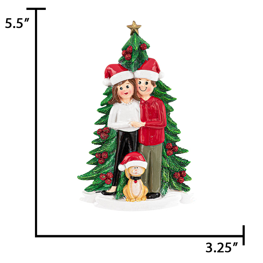 Personalized Couple with Cat Christmas Ornament