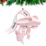 Personalized ballet slippers ornament with hand‑lettered name and 2025 tag