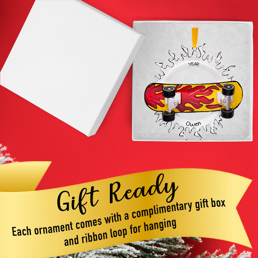 Personalized Skateboard Christmas Ornament for Skateboarder