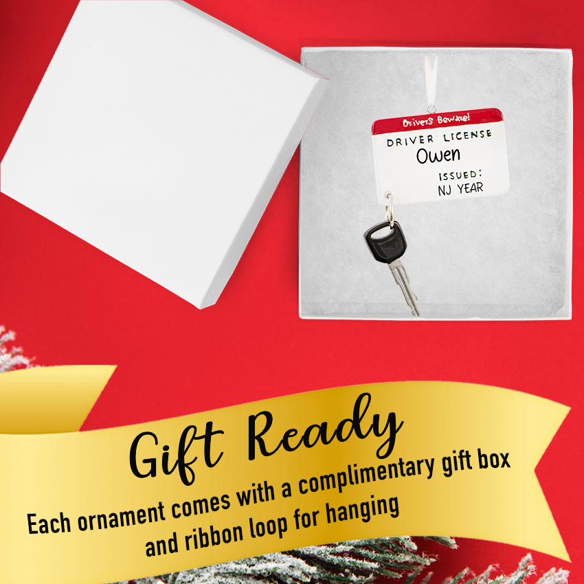 Personalized Driver's License Christmas Ornament with Key