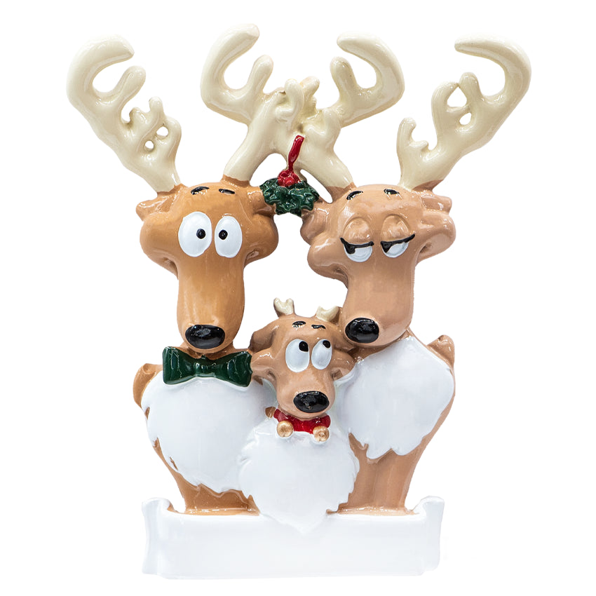 Custom Reindeer Family of 3 Ornament for Christmas Tree