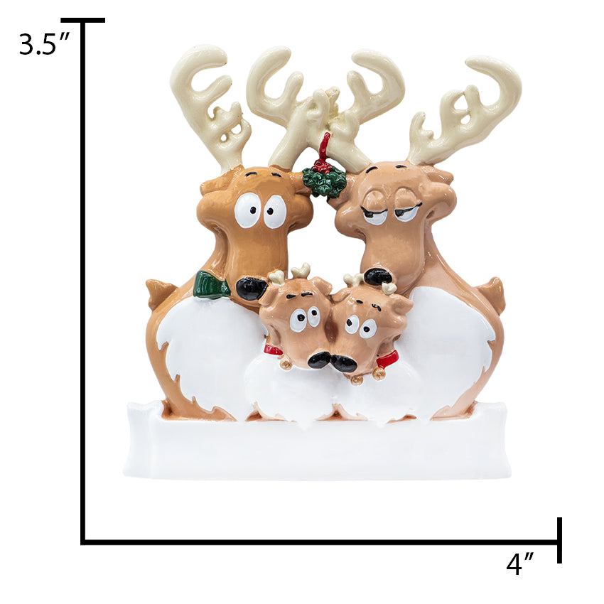 Custom Reindeer Family of 4 Ornament for Christmas Tree