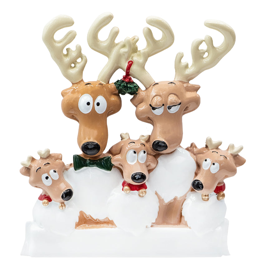 Personalized Reindeer Family of 5 Christmas Ornament 2025