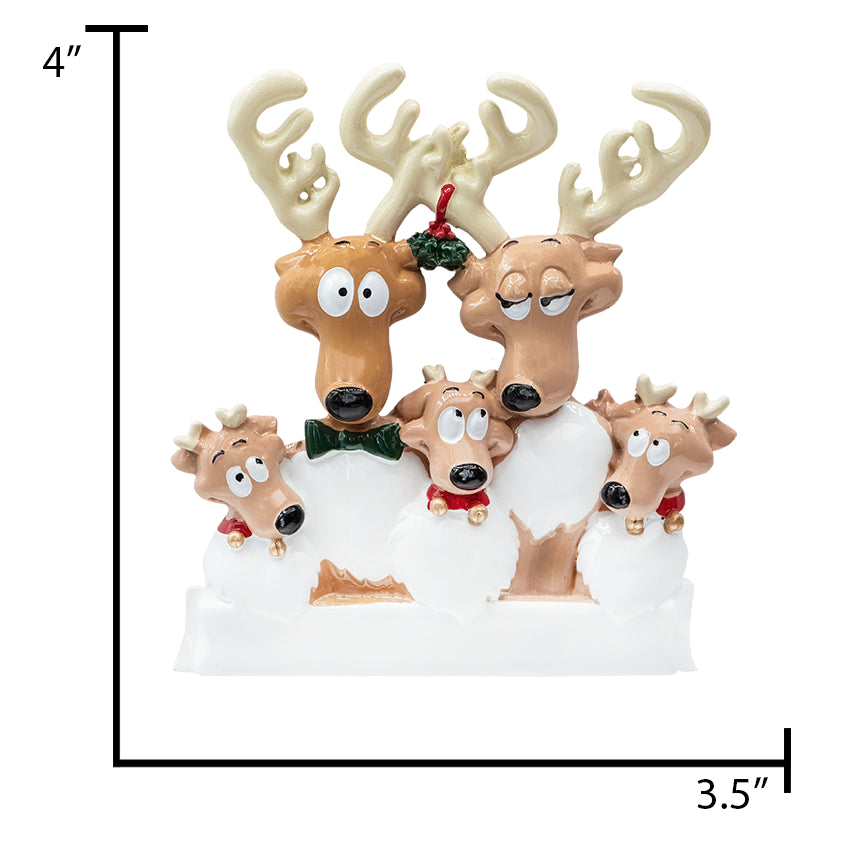 Personalized Reindeer Family of 5 Christmas Ornament 2025