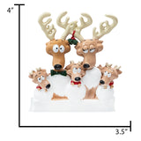Personalized Reindeer Family of 5 Christmas Ornament 2025