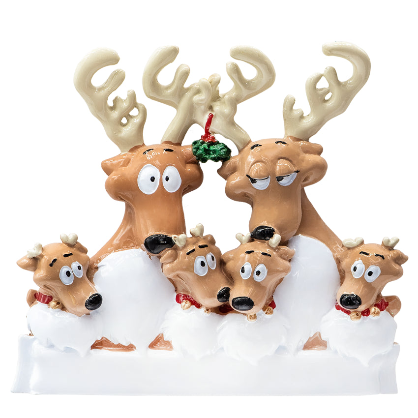 Personalized Reindeer Family of 6 Christmas Ornament 2025