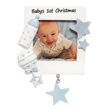 Commemorate baby's first Christmas with a personalized ornament for a boy, adding a special and unique touch to your holiday celebrations.