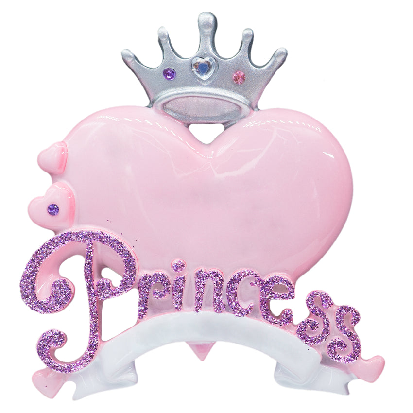 Princess Christmas Ornament Personalized Heart