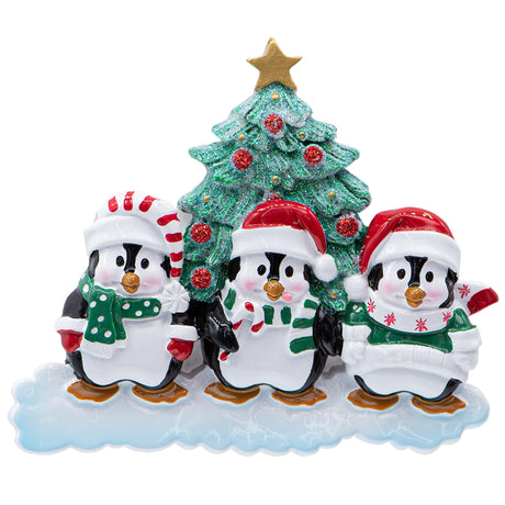 Personalized Penguin Family of 3 Christmas Ornament