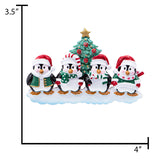 Personalized Penguin Family of 4 Christmas Ornament