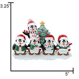 Personalized Penguin Family of 5 Christmas Ornament - 2025