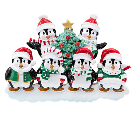 Personalized Penguin Family of 6 Christmas Ornament - 2025