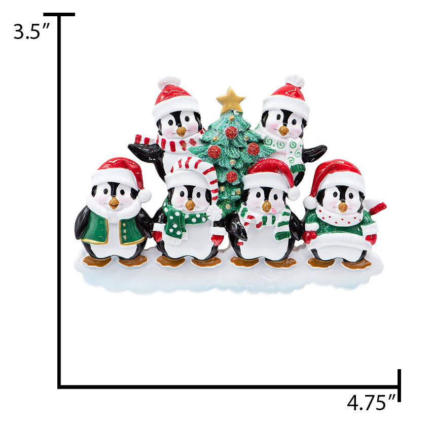 Personalized Penguin Family of 6 Christmas Ornament - 2025