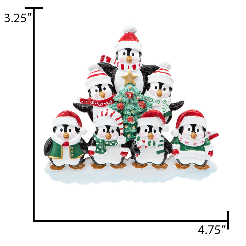 Customized Penguin Family of 7 Christmas Ornament