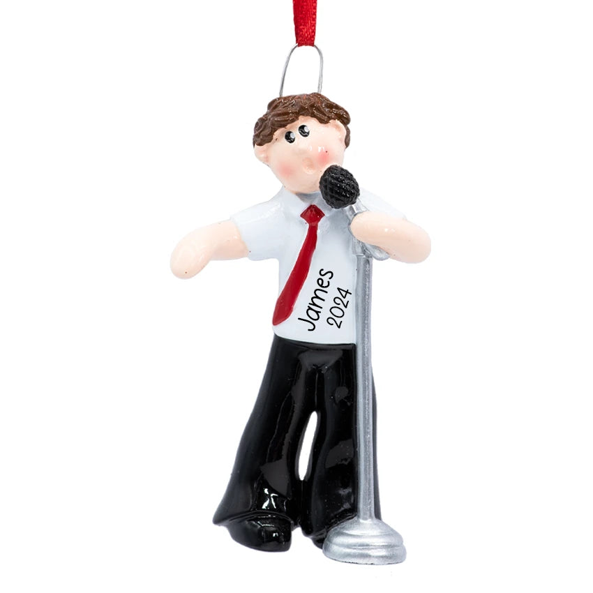 Personalized Singer Boy Christmas Ornament