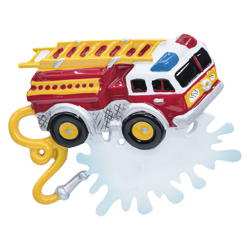 Personalized Firetruck Christmas Ornament - Firefighter