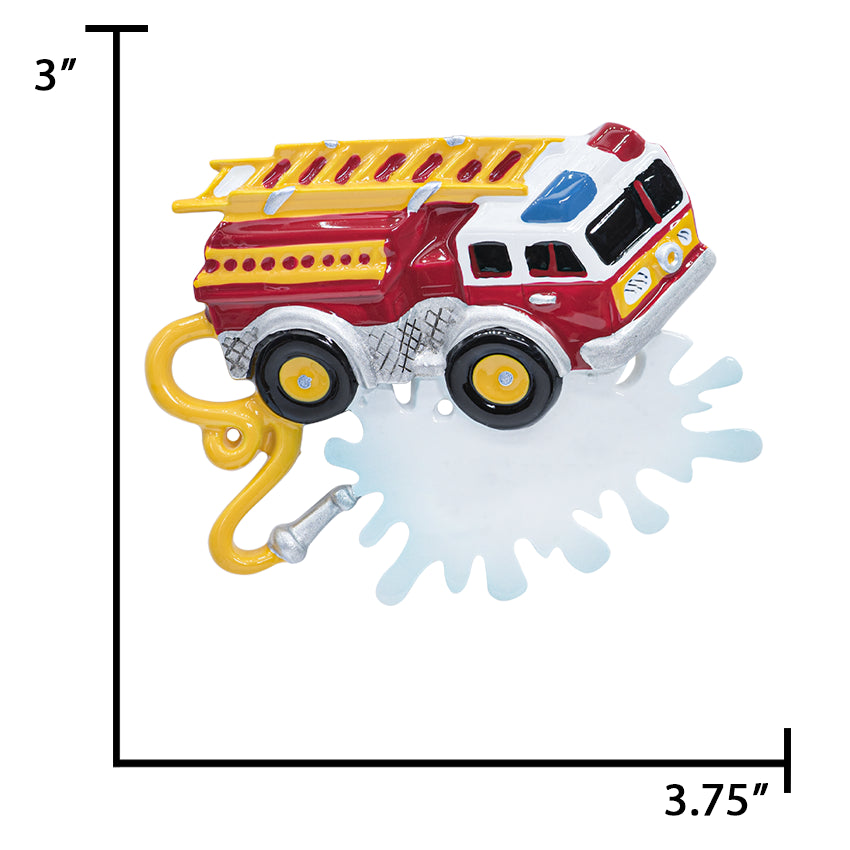Personalized Firetruck Christmas Ornament - Firefighter