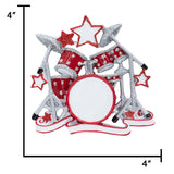 Personalized Drum Set Christmas Ornament