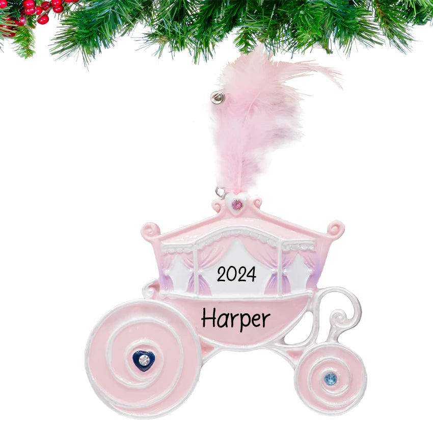 Personalized Princess Carriage Christmas Ornament for Kids Girls