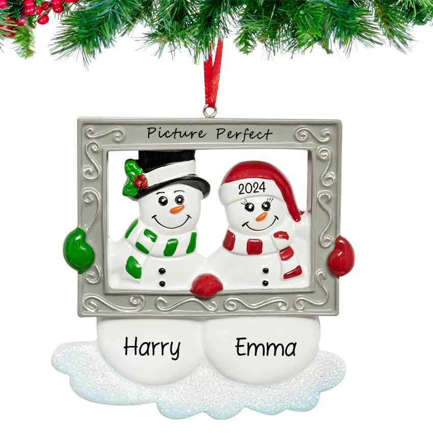 Custom Our 1st Christmas Together Ornament Snowman Couple