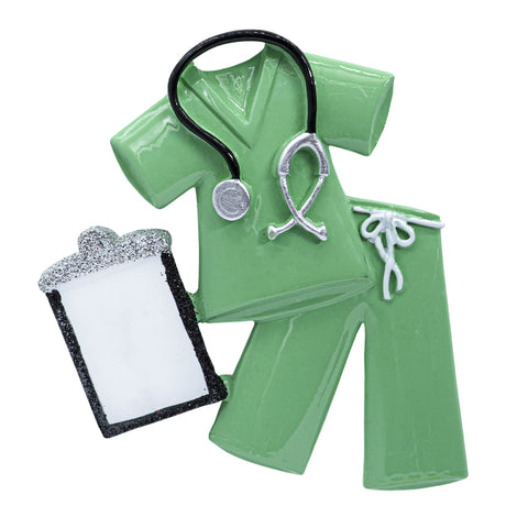 Personalized Green Scrubs Christmas Ornament