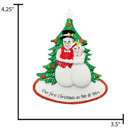 Personalized Our First Christmas as Mr and Mrs Snowman Ornament