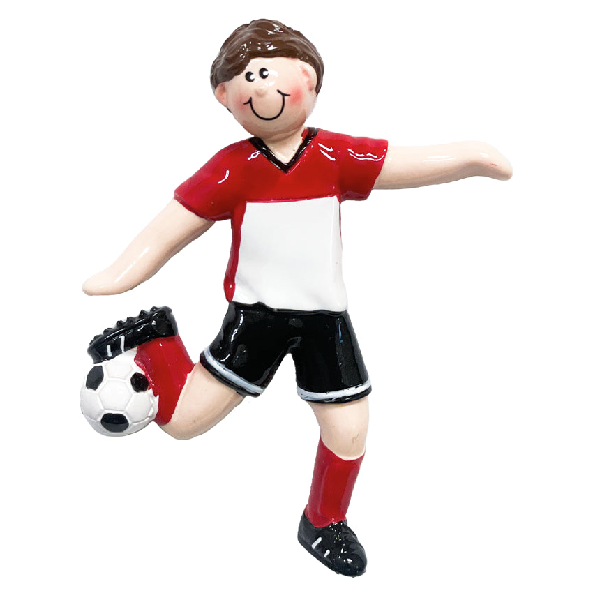 Personalized Soccer Boy Kicking the Ball Christmas Ornament