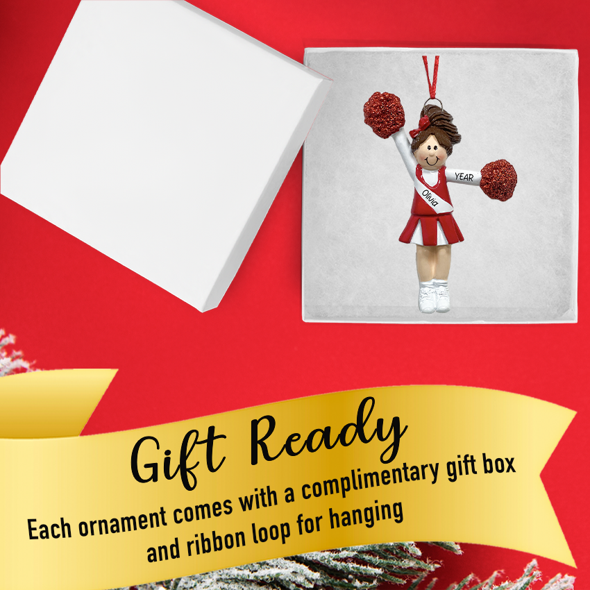 Custom Christmas Cheer Ornament - Pom Pom Girl 2025 in a gift box