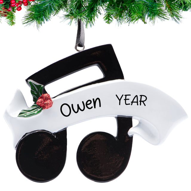 Musical Note ornament with custom name & Year (2025)