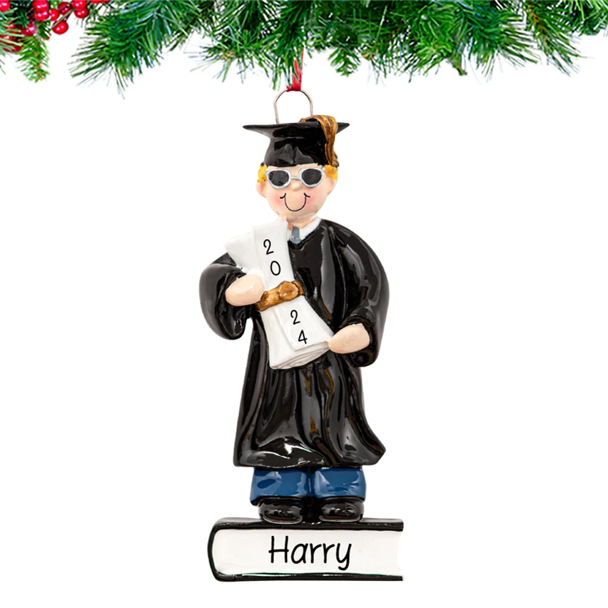 Personalized Graduate Boy Christmas Tree Ornament