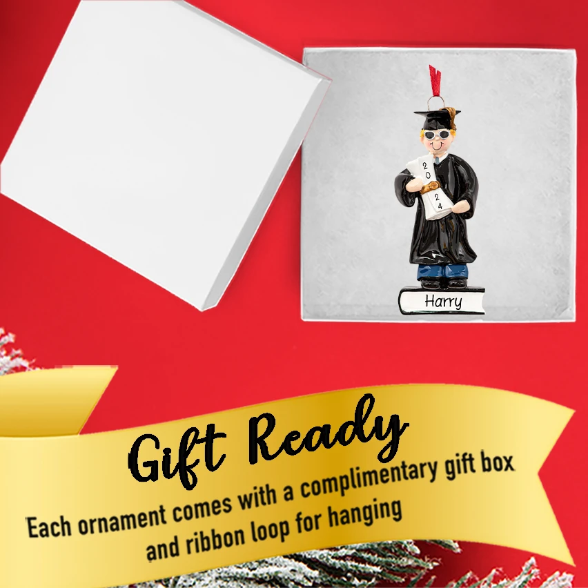 Personalized Graduate Boy Christmas Tree Ornament
