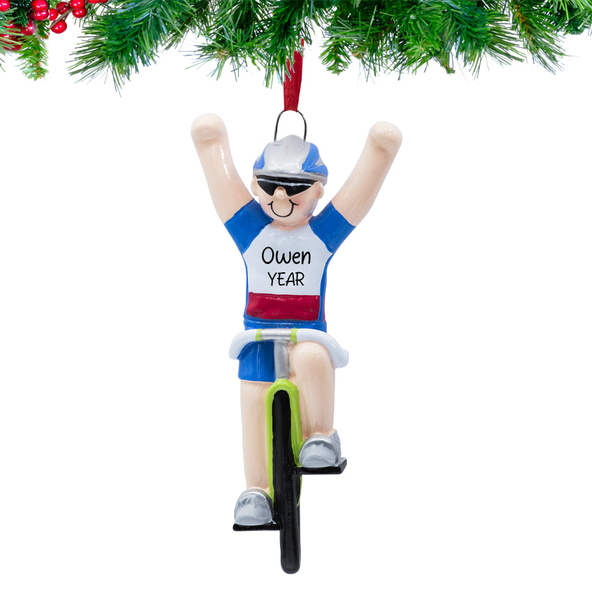 Personalized Bicycle Boy Christmas Ornament