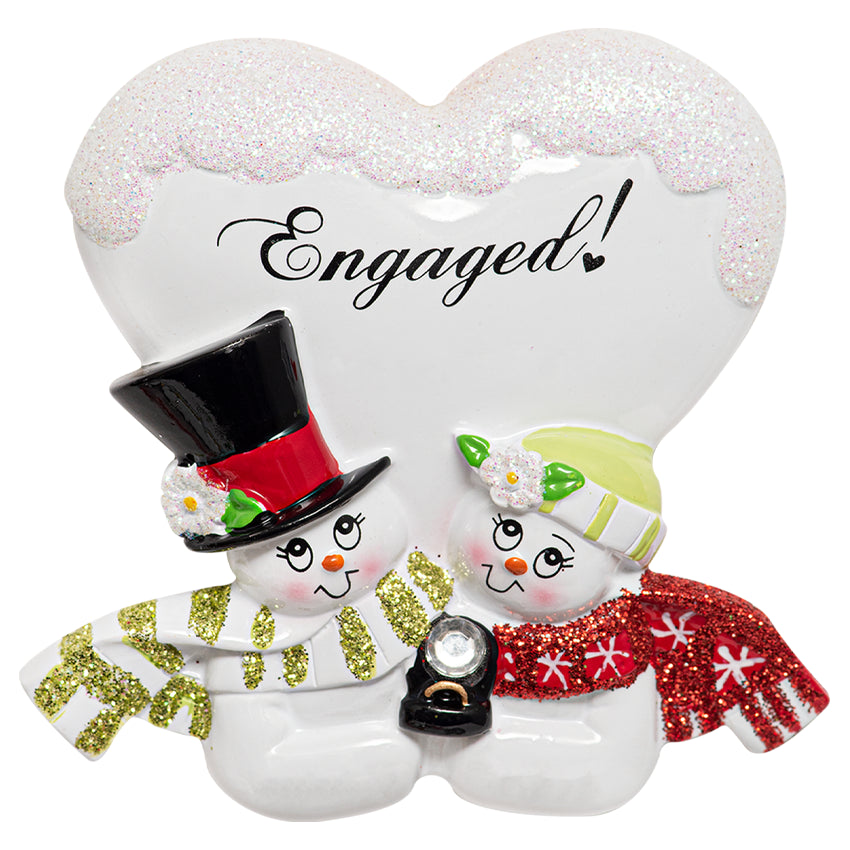 Personalized Engaged Snowman Couple Ornament
