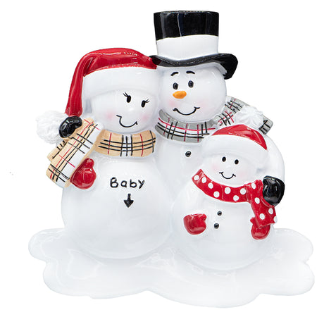 Custom Snowman Soon to be Family of 4 Christmas Ornament