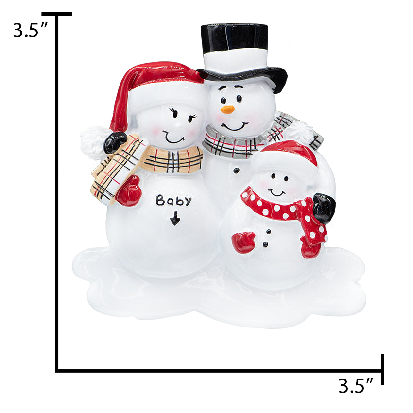 Custom Snowman Soon to be Family of 4 Christmas Ornament