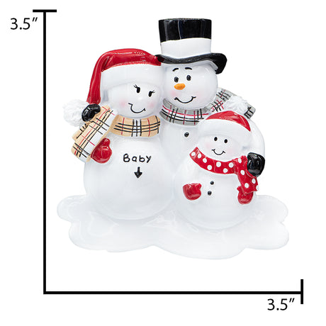 Custom Snowman Soon to be Family of 4 Christmas Ornament