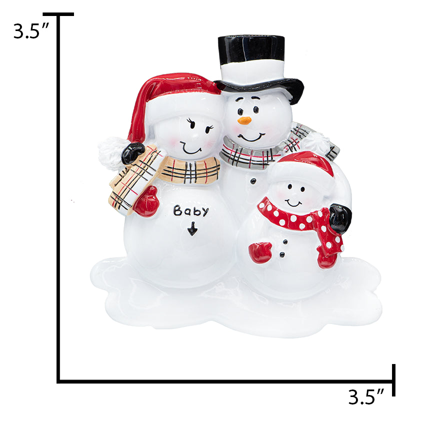 Custom Snowman Soon to be Family of 4 Christmas Ornament