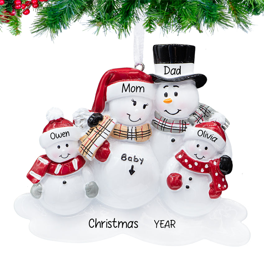 Personalized Pregnant Soon to be Family of 5 Christmas Ornament