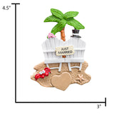 Personalized Just Married Couple on Beach Christmas Ornament
