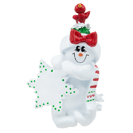 Snowman with Bird Nest Personalized Christmas Ornament