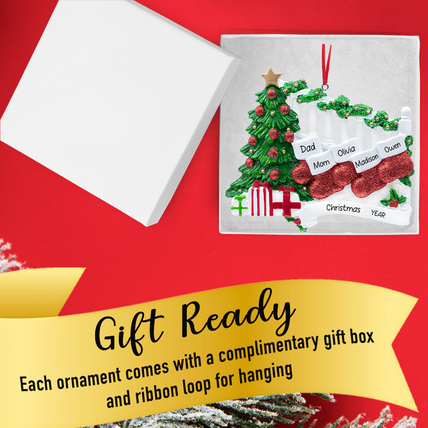 Custom Stocking Family of 5 People Christmas Ornament