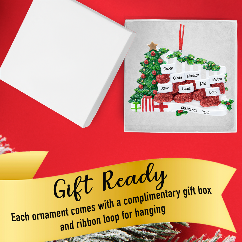 Personalized Bannister Stocking Family of 8 Christmas Ornament