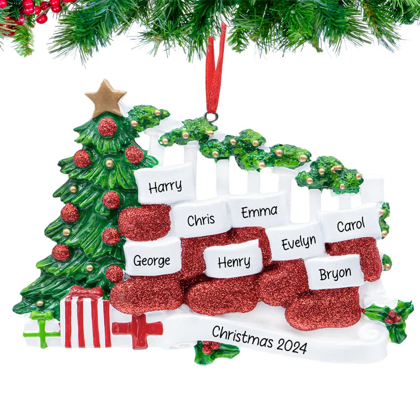 Personalized Bannister Stocking Family of 8 Christmas Ornament