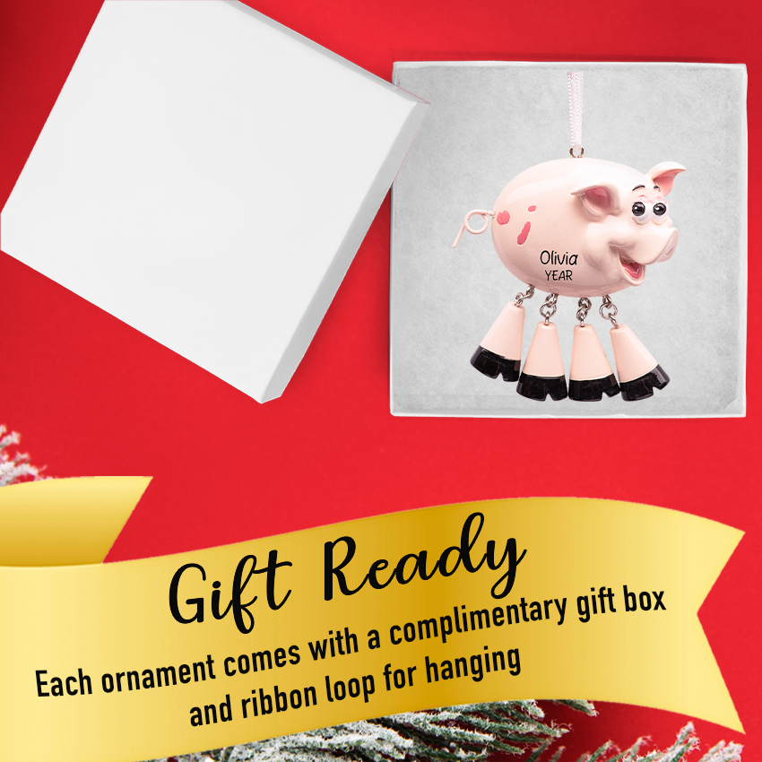Personalized Pig Christmas Ornament - Farm Animal Gift