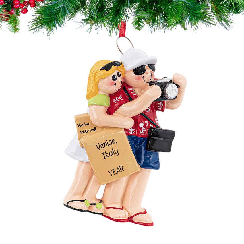 Personalized Vacation Couple Christmas Ornament