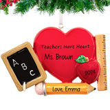 Personalized Teachers Have Heart Christmas Ornament