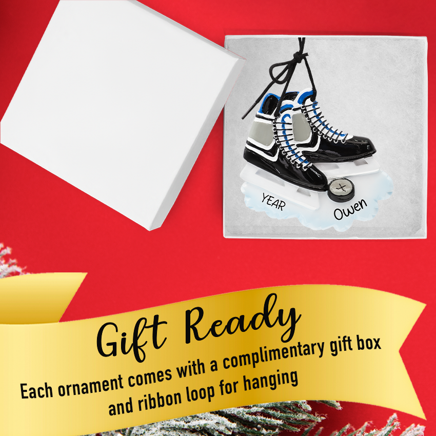 Personalized Skates Christmas Ornament / Ice Hockey