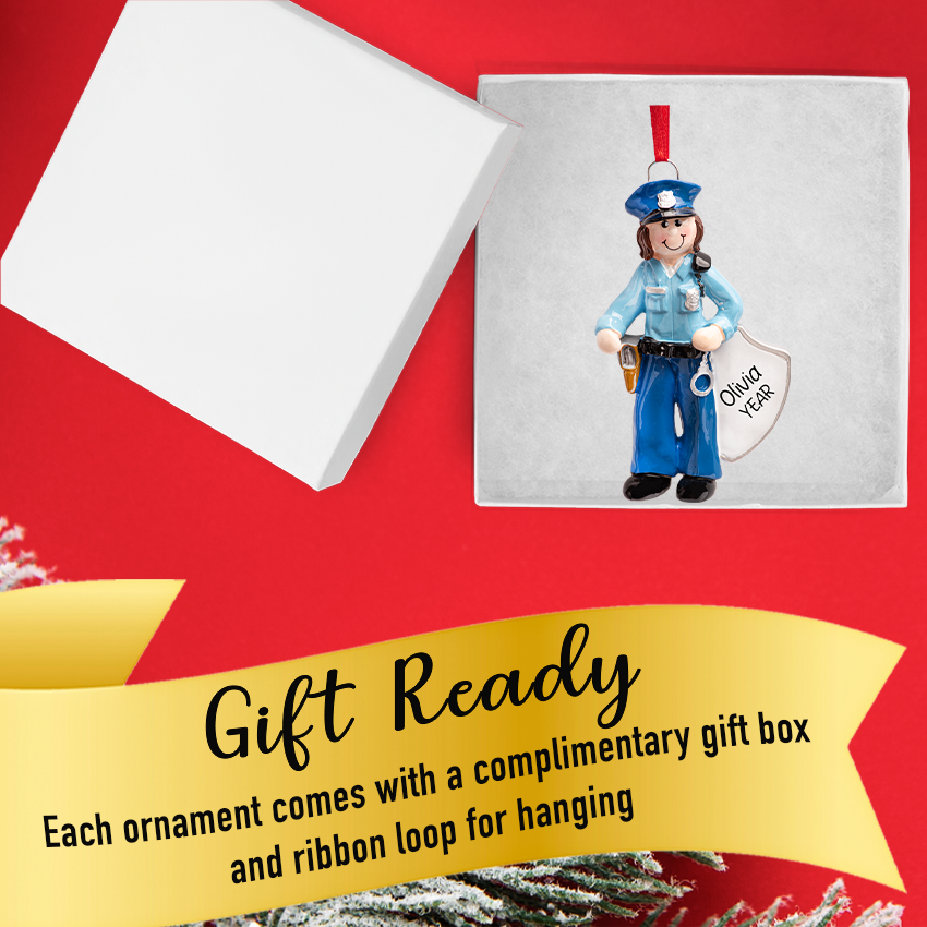 Personalized Policewoman Christmas Ornament - Woman Cop