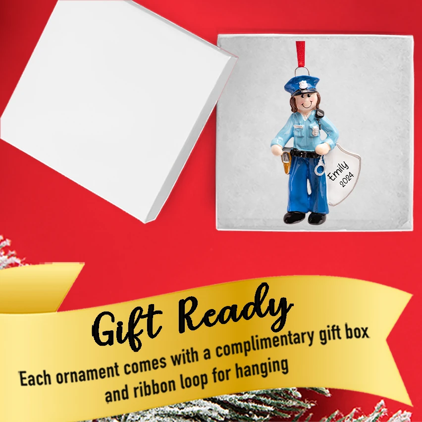 Personalized Policewoman Christmas Ornament - Woman Cop